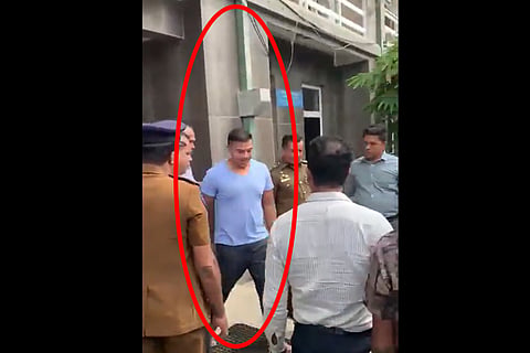Yoshitha Rajapaksa being taken into custody