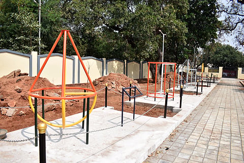 The construction of Maths Park near the VOC Park is set to be completed in the upcoming days. The maths that is being set up here is the first of its kind in the district and is set to educate and entertain children.