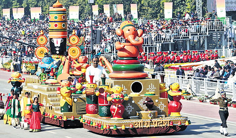 Etikoppaka toys tableau at the Republic Day parade in New Delhi on Sunday