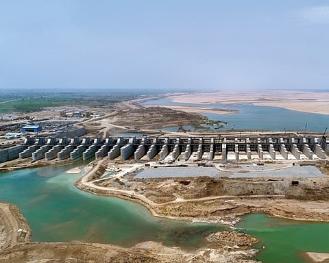 An aerial view of the Kaleshwaram Irrigation Project