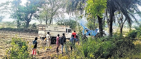 Police and locals gathered at the mishap site in Saranda