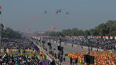 Parade Marching during the 76th Republic Day parade at the Kartavya Path in New Delhi on Sunday.