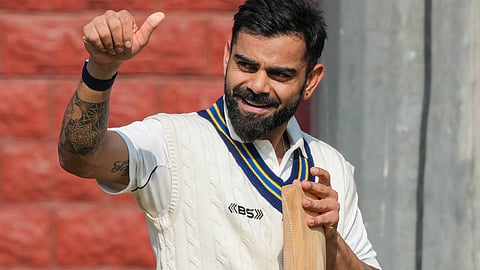 Virat Kohli during a training session ahead of the Ranji Trophy match between Delhi and Railways at the Arun Jaitley Stadium in New Delhi (Photo | PTI)