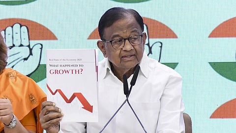 Congress leader P. Chidambaram releases 'Real State of the Economy 2025' report, in New Delhi, Thursday, Jan. 30, 2025.