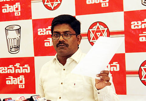 Janasena Corporator Peethala Murthy Yadav held a press conference in Visakhapatnam on Sunday.