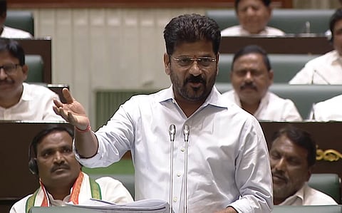 Chief Minister A Revanth Reddy addressing the Assembly after a two-hour Cabinet meeting that approved Bills to enhance BC reservations