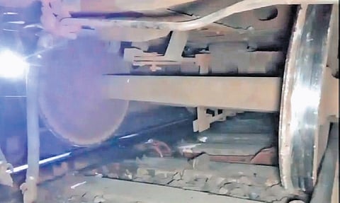 The wheel of a goods train derailed at Rourkela railway station on Thursday