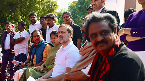 Leader of Opposition Rahul Gandhi attended the INDIA Alliance partner DMK’s student wing protest at Jantar Mantar, against the recent UGC draft guidelines and other student-related issues.