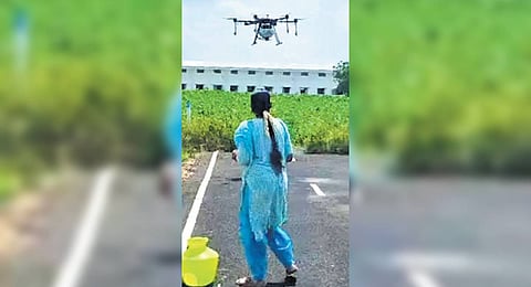 The press note said using drones for pesticide spraying is more efficient than using conventional agricultural sprayers.