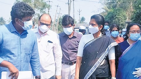 EG Collector P Prasanti inspects poultry farms in Kanur village
