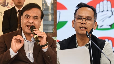Assam Chief Minister Himanta Biswa Sarma (L) and Congress MP Gaurav Gogoi (R).
