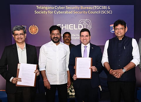 Chief Minister Revanth Reddy at the inauguration of Cyber Security Conclave - 2025 (SHIELD) at Hyderabad HICC in Hyderabad