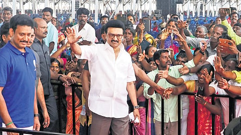CM MK Stalin & School Education Minister Anbil Mahesh Poyyamozhi at the seventh zonal summit of TN Parents-Teachers Association held in Vriddhachalam