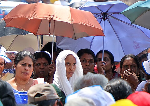 Members of Kerala ASHA Health Workers Association under the scorching sun during their indefinite protests 15th day in front of the Secretariat on Monday.