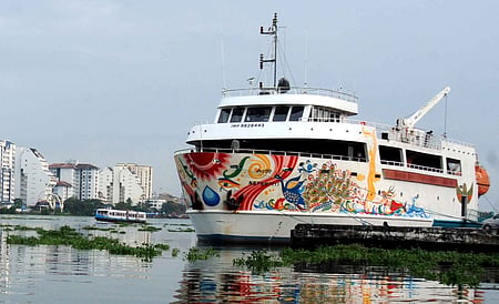 KSINC's Nefertiti docked at Bolgatty in Kochi.
