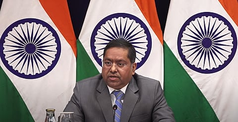 External Affairs Ministry spokesperson Randhir Jaiswal during the qeekly media briefing.