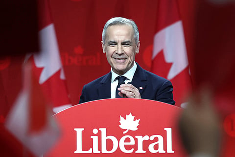Canada's Liberal Leader and Prime Minister-elect Mark Carney speaks after being elected as the new Liberal Party leader, in Ottawa on March 9, 2025.