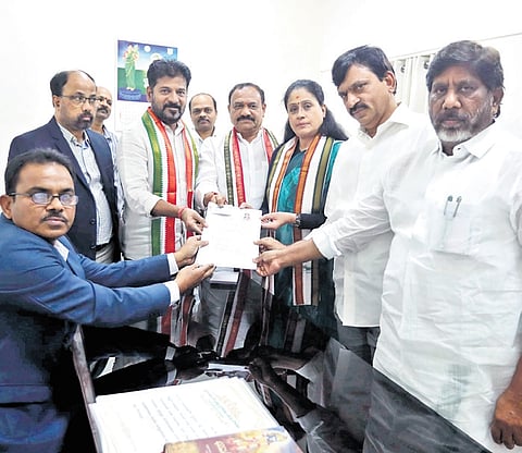 Congress MLC candidate Vijayashanti files her nomination in the presence of Chief Minister A Revanth Reddy & Deputy CM Mallu Bhatti Vikramarka on Monday