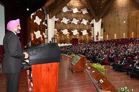 Chief of the Air Staff (CAS) Air Chief Marshal AP Singh addressing student officers from the Indian Armed Forces at the Defence Services Staff College (DSSC), Wellington.