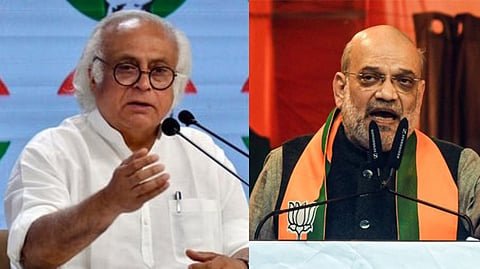 Congress general secretary in-charge communications Jairam Ramesh (L), Union Home Minister Amit Shah (R)