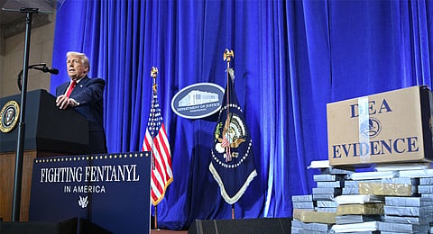 US President Donald Trump speaks at the Department of Justice in Washington, DC, on March 14, 2025.
