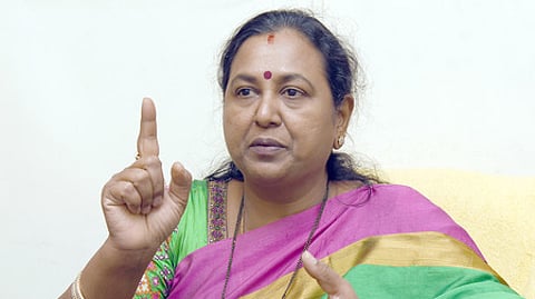 Premalatha Vijayakanth, Treasurer of DMDK during an interview in Chennai