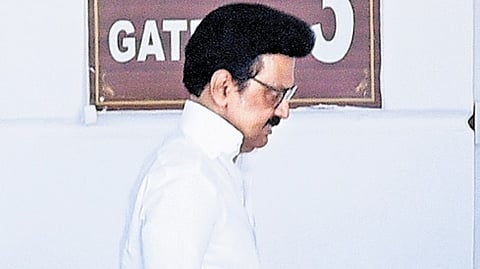 Chief Minister MK Stalin arriving at Fort St George to attend the assembly session