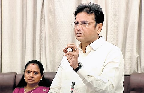 IT & Industries Minister D Sridhar Babu addresses the Legislative Council on Tuesday.