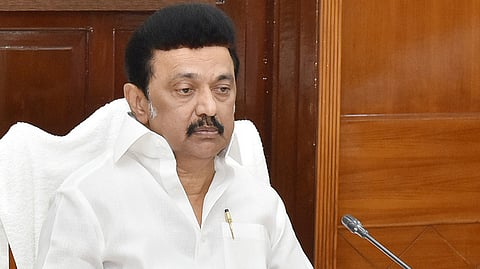 Chief Minister MK Stalin during the review meeting at Secretariat in Chennai