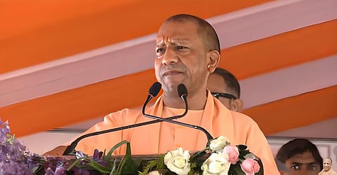 Uttar Pradesh CM Yogi Adityanath addressing a public gathering in Bahraich
