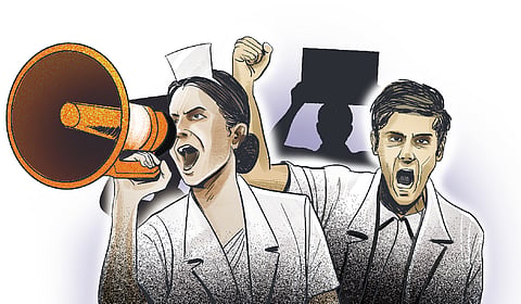 The healthcare workers’ strike in Gujarat has entered its third consecutive day, with employees remaining undeterred despite the state government invoking ESMA.