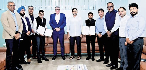 Cisco and AP government signed an MoU in presence of IT Minister Lokesh; TDP cadre objected to presence of Ippala Ravindra Reddy (second from right)