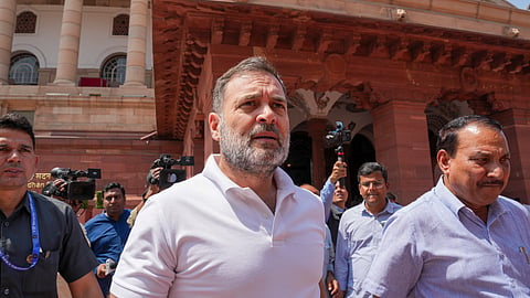 Leader of Opposition in the Lok Sabha Rahul Gandhi during the Budget session of Parliament, in New Delhi, Wednesday, March 26, 2025.
