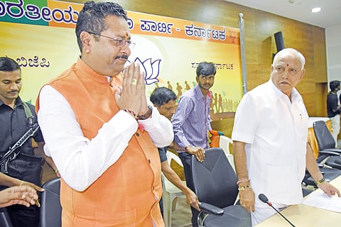 Basanagouda Patil Yatnal joined BJP in the presence of BS Yeddyurappa at the party office in 2018.