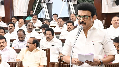 CM Stalin at the Tamil Nadu Assembly.