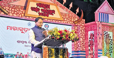 CM Mohan Majhi addressing the gathering at Maraguda Festival-2025 | express