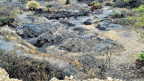 One of the coal pits found inside the revenue forest in Hemgir block