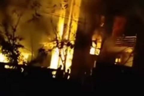 A mob vandalised and torched the house around 9 pm in the Lilong locality