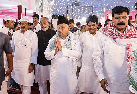 Bihar Chief Minister Nitish Kumar during Eid ul-Fitr milan samaroh, in Patna, Tuesday, April 8, 2025.