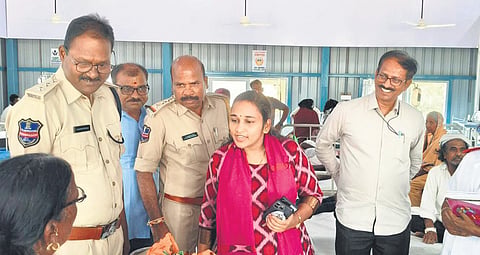 Banswada Sub-Collector K Karnmai interacts with doctors, staff members and patients at the Goverment Area Hospital in Banswada on Wednesday