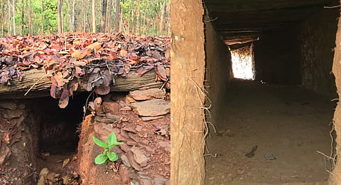 The bunkers used by the Maoists which was discovered by security forces in the jungles of Kalpaburu under Jaraikele police station in Chaibasa.