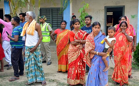 Violence-affected people from Murshidabad take shelter at a school, in Malda district of West Bengal, Tuesday, April 25, 2025.