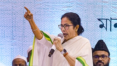 West Bengal Chief Minister Mamata Banerjee speaks during a meeting with leaders from the Muslim community regarding the Waqf (Amendment) Bill, 2025, in Kolkata.