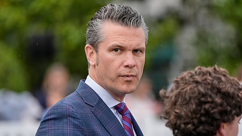 US Defense Secretary Pete Hegseth arrives on the South Lawn of the White House before President Donald Trump and first lady Melania Trump participate in the White House Easter Egg Roll Monday, April 21, 2025, in Washington.