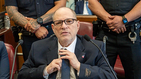 Harvey Weinstein appears in state court in Manhattan in his retrial on Wednesday, April 23, 2025, in New York.