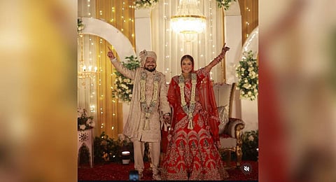 The victim, Shubham Dwivedi with his wife at their wedding just two months back.