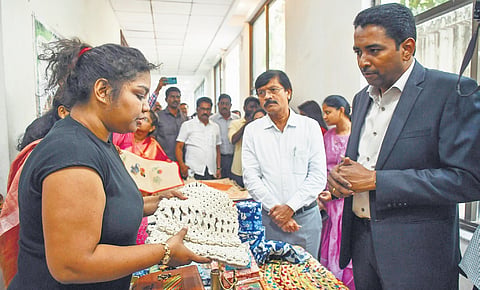 NTR Collector Lakshmisha interacting with women entrepreneurs.