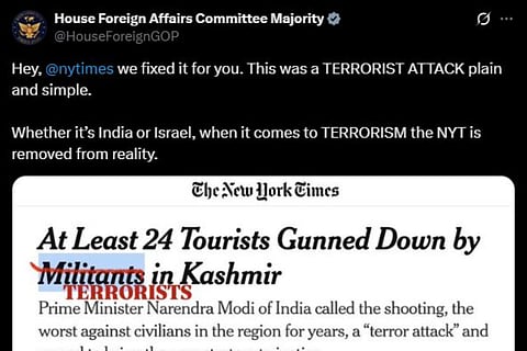Terrorists not militants: US panel slams New York Times over reportage on Pahalgam terror attack