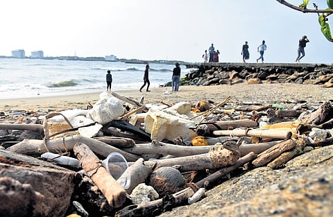 Relentless waves have devoured the shore in some parts of Fort Kochi