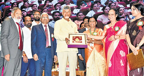 Chief Minister Nara Chandrababu Naidu inaugurating the Centenary Building of Andhra Medical College (AMC) in Visakhapatnam on Saturday